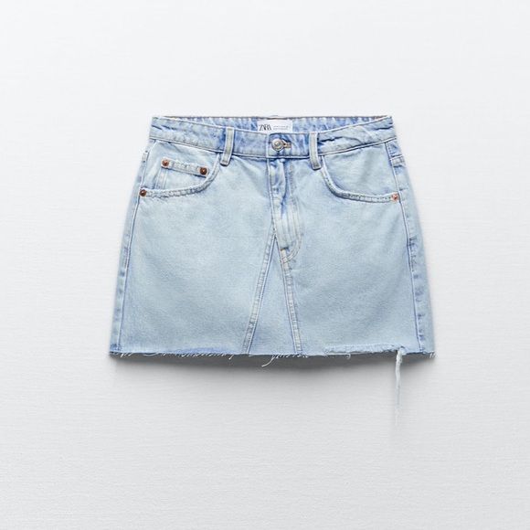 ZARA ASYMMETRICAL DENIM SKIRT - Picture 3 of 9